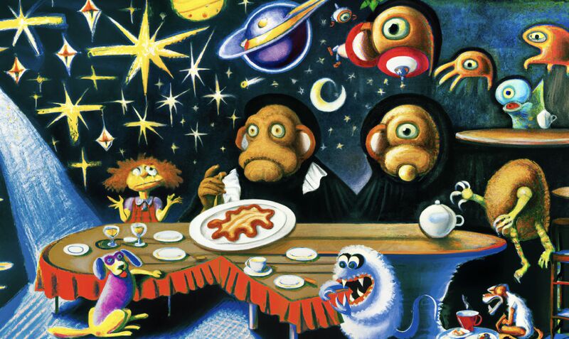 Intergalactic Schnitzel Monster Family - a Digital Art by Ilan Kahan